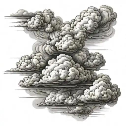 realistic clouds forearm stencil tattoo design idea