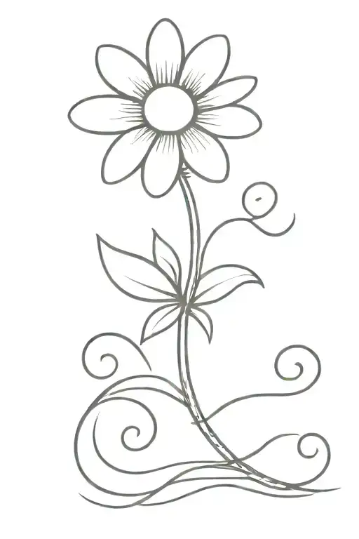 a single daisy flower combined with Libra zodiac symbol with my mom's birthday 10/05/1969 tattoo design idea