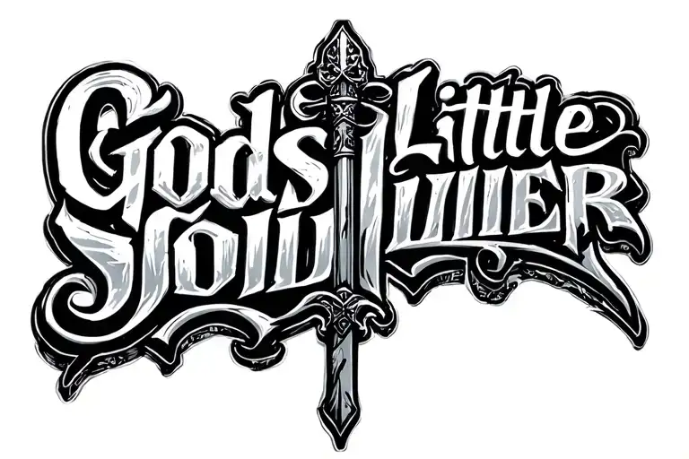 gods little soldier lettering tattoo design idea