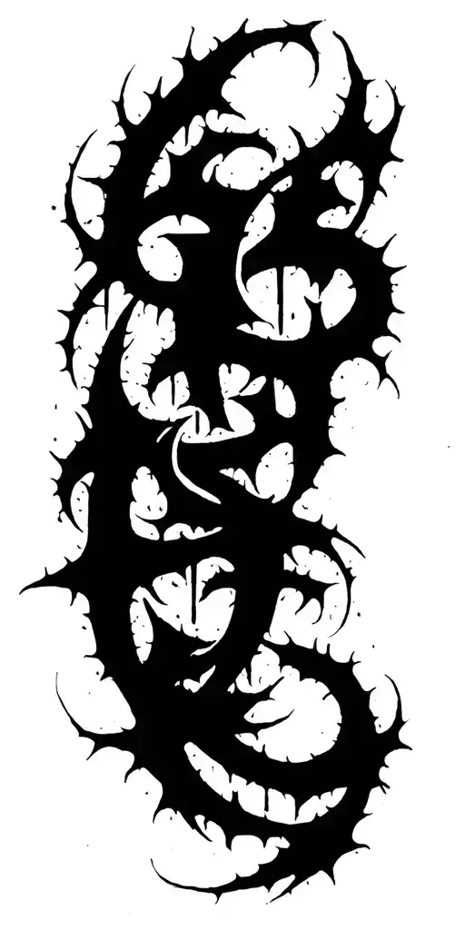 Raw Blackwork Chaotic Bold Strokes Flow Brutalist Dark Abstract Lettering Thorns Cyber Sigilism Expressive  tattoo design idea