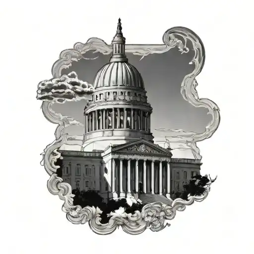 Nebraska Capitol building under a sunset tattoo design idea