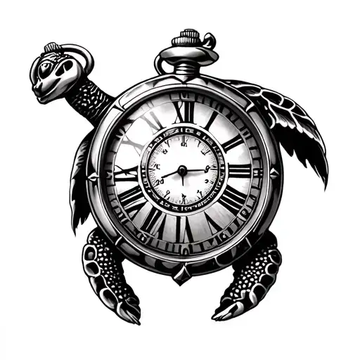 turtle and pocket watch tattoo design idea