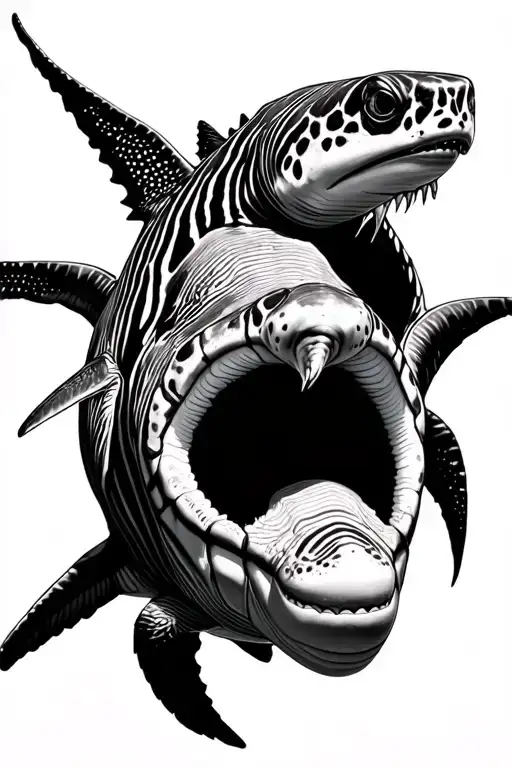 zebra shark, sting ray, turtle tattoo design idea