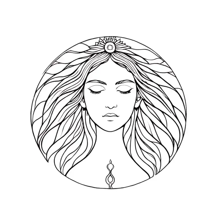 proud goddess emerging tattoo design idea