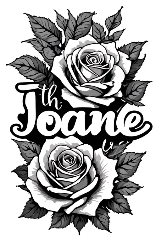 the name joanne with roses  tattoo design idea