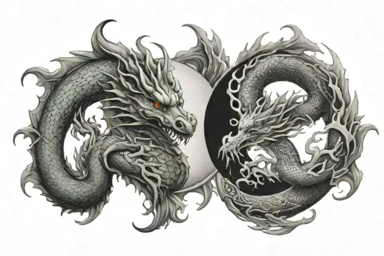 Dragon and yin yang symbol tattoo design idea