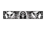 Devil and Alien holding tattoo design idea