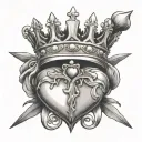 sacred heart crown king queen crown intertwined cross eternal tattoo design idea