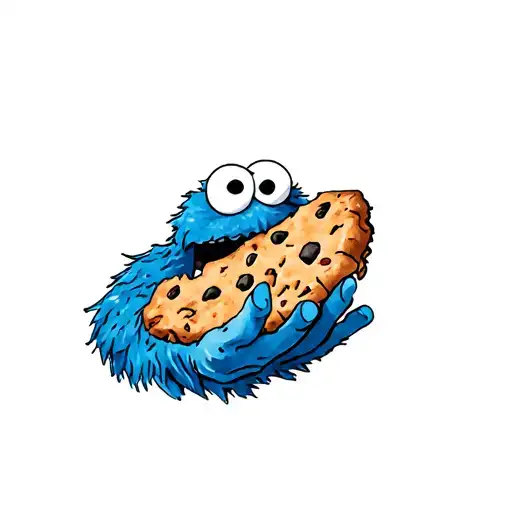 cookie monster eating cookie tattoo design idea