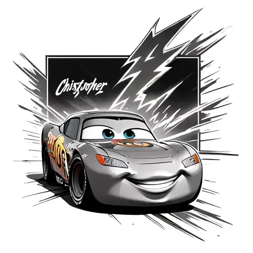 lightning mcqueen with Christopher  on sunstrip tattoo design idea