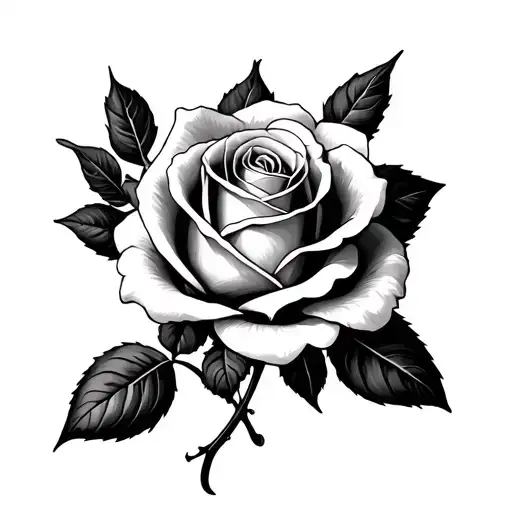 rose and clock tattoo design idea