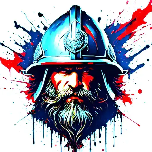 lord of the ring style dwarven helmet for a firefighter tattoo design idea