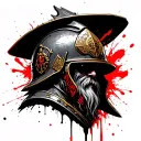 lord of the ring style dwarven helmet for a firefighter tattoo design idea