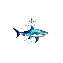 shark, anchor intertwined tattoo design idea