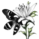 caterpillar moth and on spider lily flower tattoo design idea