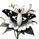 caterpillar moth and on spider lily flower tattoo design idea