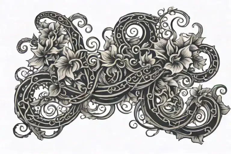 flower and vine wrapping its tentacles tattoo design idea