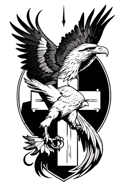 eagle on cross tattoo tattoo design idea
