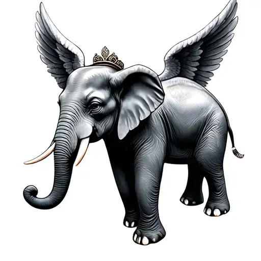 Angel Elephant tattoo design idea