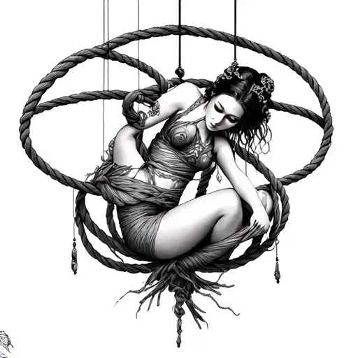 Kinky Marionette Woman Shibari Rope tattoo design idea