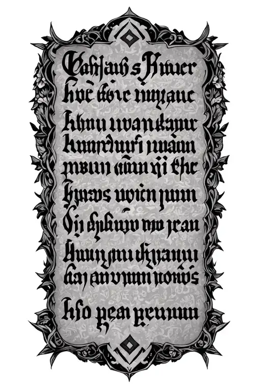 The Lord's Prayer in Aramaic script writing tattoo design idea