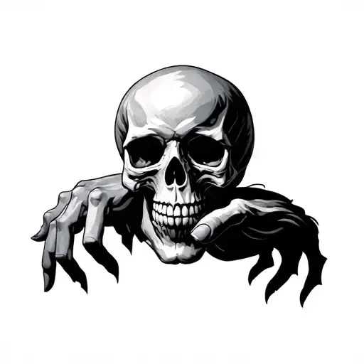 Skull Hand around  tattoo design idea