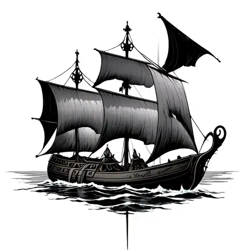 "Valhalla" blood Viking ships tattoo design idea