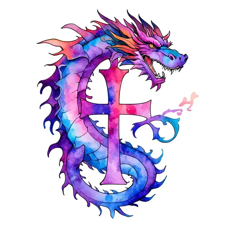 Chi Rho with dragon wrapped loosely tattoo design idea
