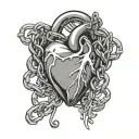 human heart with a lock and chain wrapped around it tattoo design idea