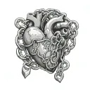 human heart with a lock and chain wrapped around it tattoo design idea