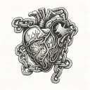 human heart with a lock and chain wrapped around it tattoo design idea