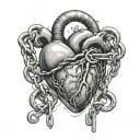 human heart with a lock and chain wrapped around it tattoo design idea
