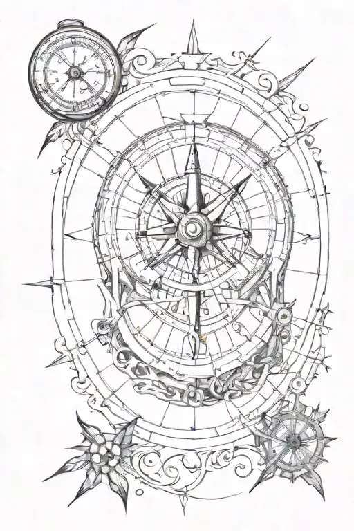 Old fashioned compass tattoo design idea