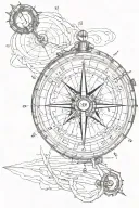 Old fashioned compass tattoo design idea