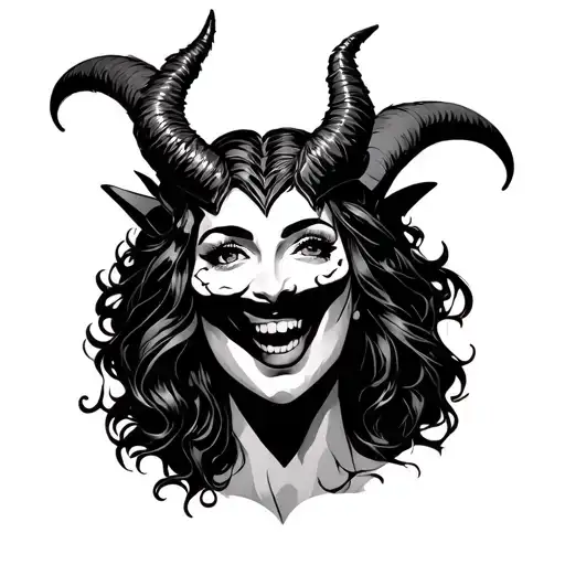 devil screwing a woman face tattoo design idea