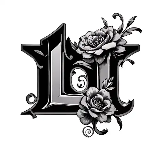 fancy L and A tattoo design idea
