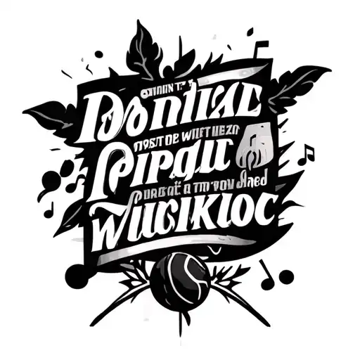 A tattoo of a spiritual mantra or quote in a modern and stylish font, with subtle elements of sports and music incorporated tattoo design idea