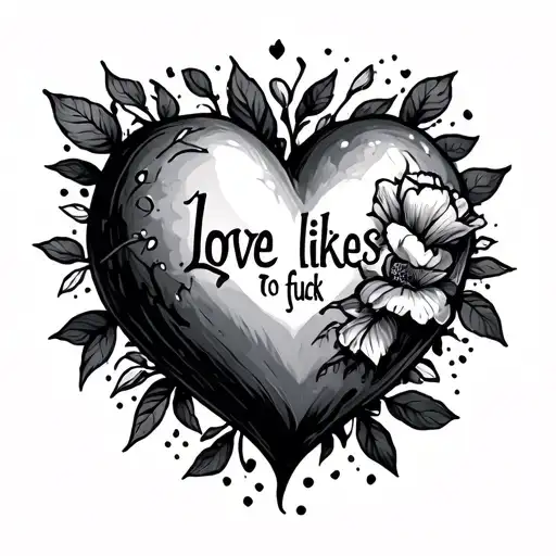 Love likes to fuck heart tattoo design idea