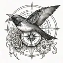 swallow and compass tattoo design idea