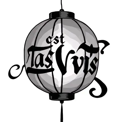 Chinese paper lantern with the text c'est las vis, neo traditional  tattoo design idea