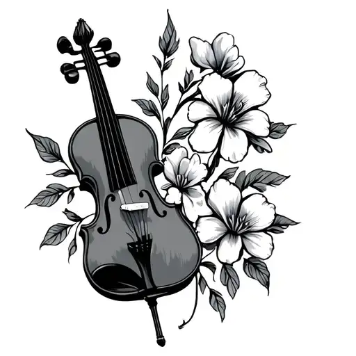 music viola odora flowers tattoo design idea