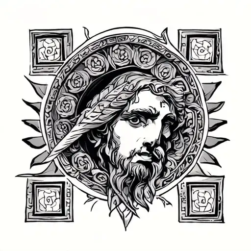 Greek meander with cardinal point tattoo design idea