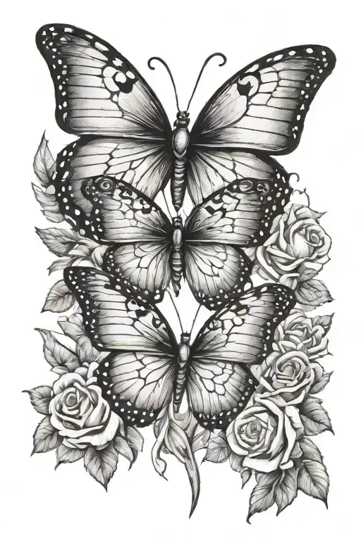 butterflies, father daughter, cross, roses, heart tattoo design idea