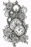 2 clock mixed with tattoo design idea
