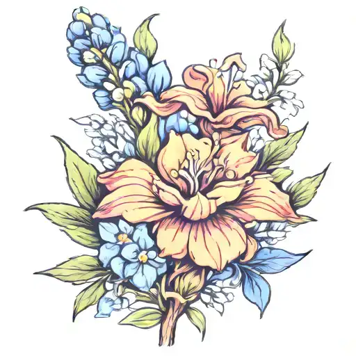 bluebonnet flower tattoo design idea