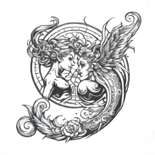 cancer & virgo zodiac sign tattoo design idea