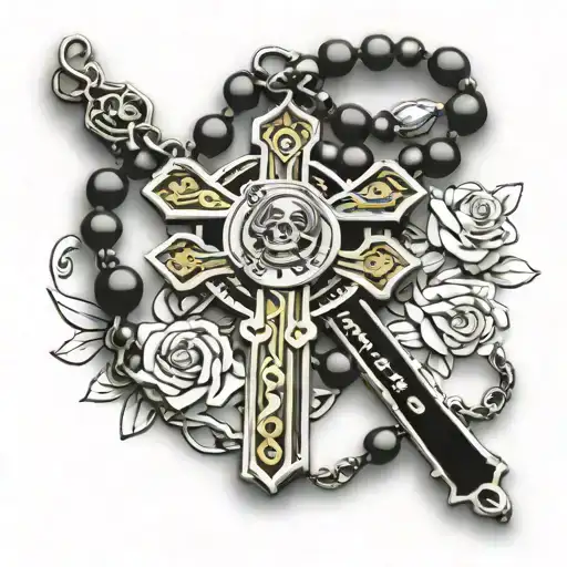 rosary with the beads saying maria tattoo design idea