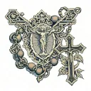 rosary with the beads saying maria tattoo design idea