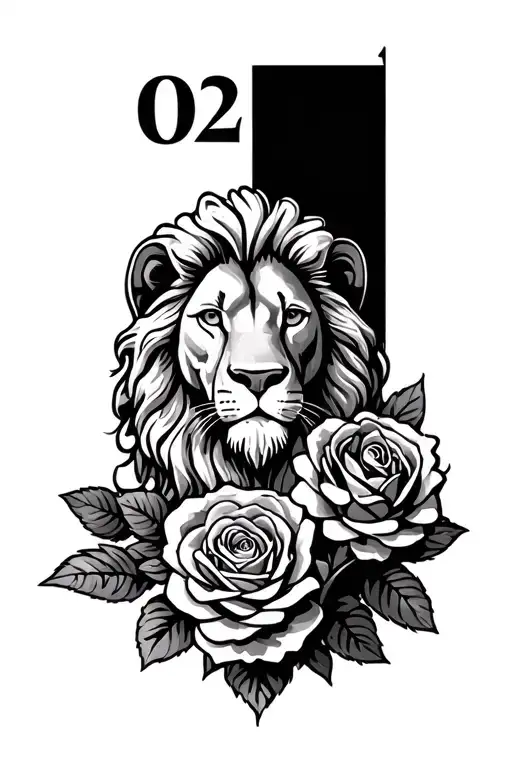 lion of judah roses "let your faith be bigger than your fear" 02/22/1981 in roman numerals thailand flag tattoo design idea