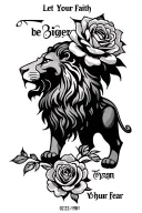 lion of judah roses "let your faith be bigger than your fear" 02/22/1981 in roman numerals thailand flag tattoo design idea